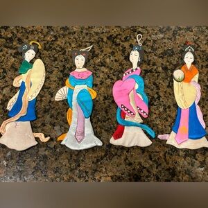 Vintage Geisha Fabric Ornaments